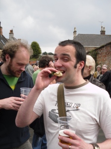 A happy participant enjoys the pie!